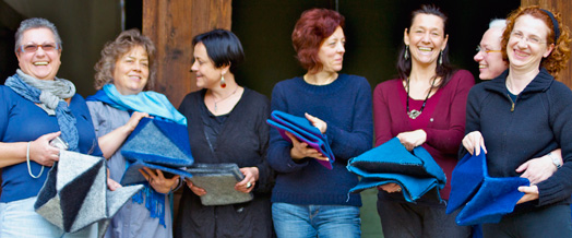 a group of students with their feltrigami shopper bags
